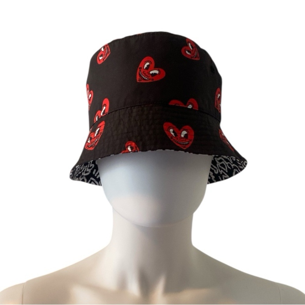 Keith Haring Unisex Reversible Bucket Hat Black White Red